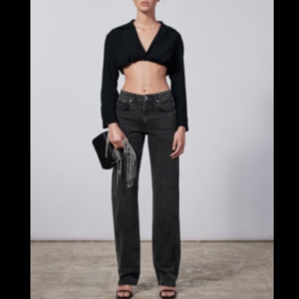 ZARA MID WAIST STRAIGHT LEG JEANS